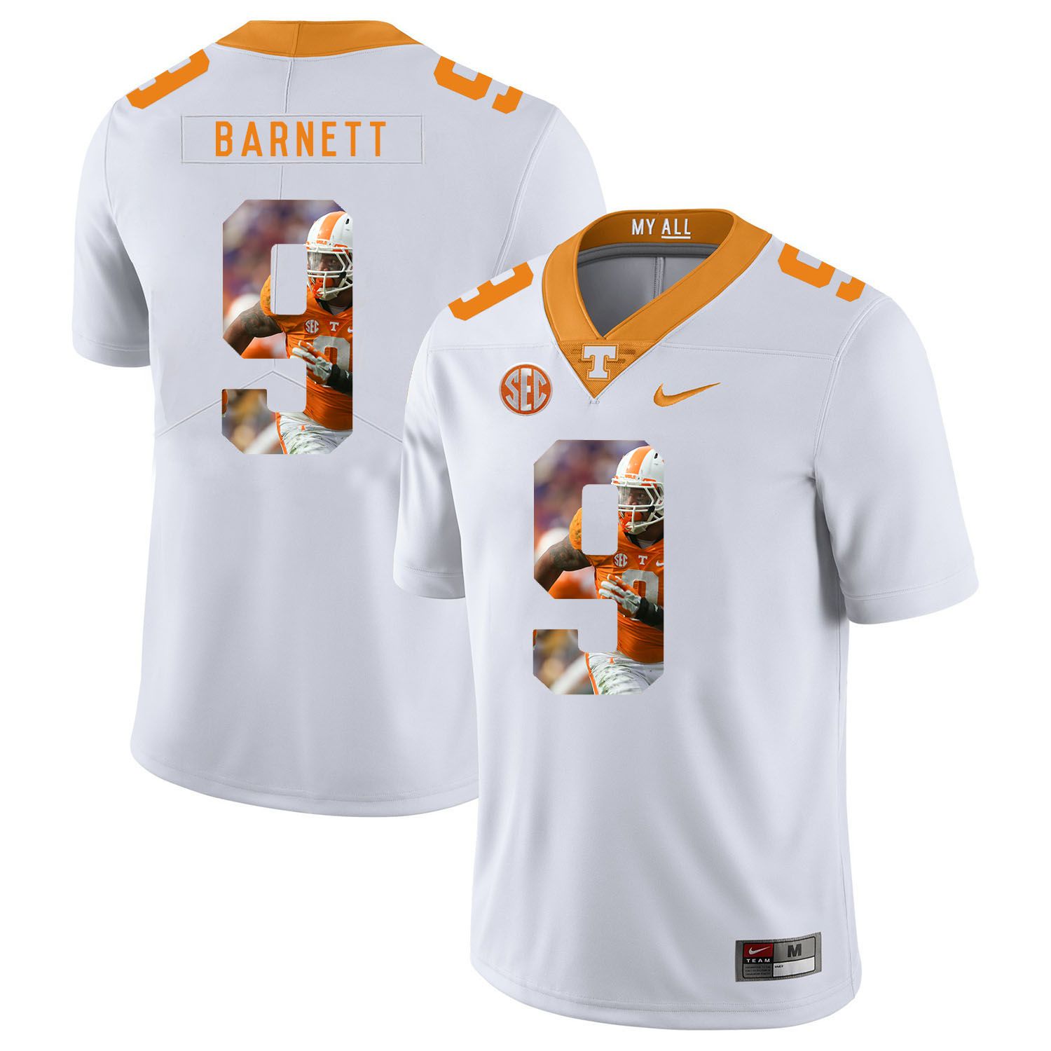 Men Tennessee Volunteers #9 Barnett White Fashion Edition Customized NCAA Jerseys